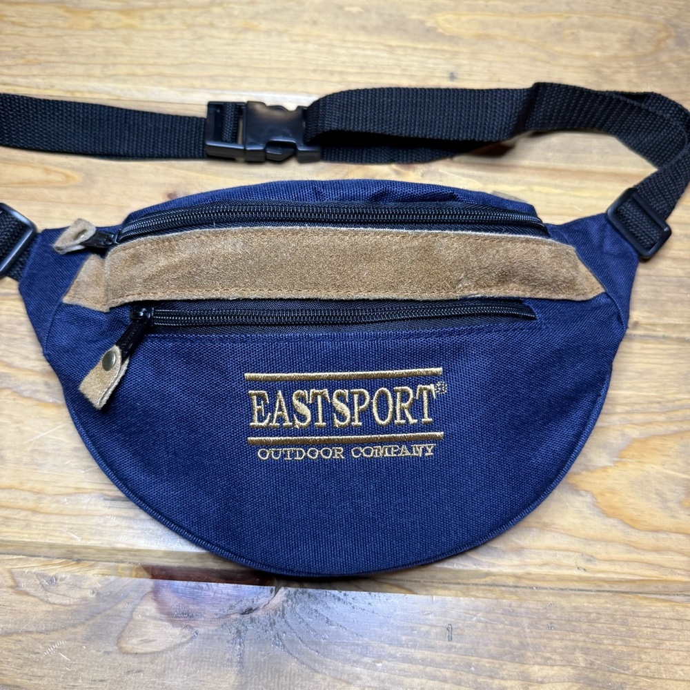 Eastsport Navy and VTG Leather Y2K Fanny Pack